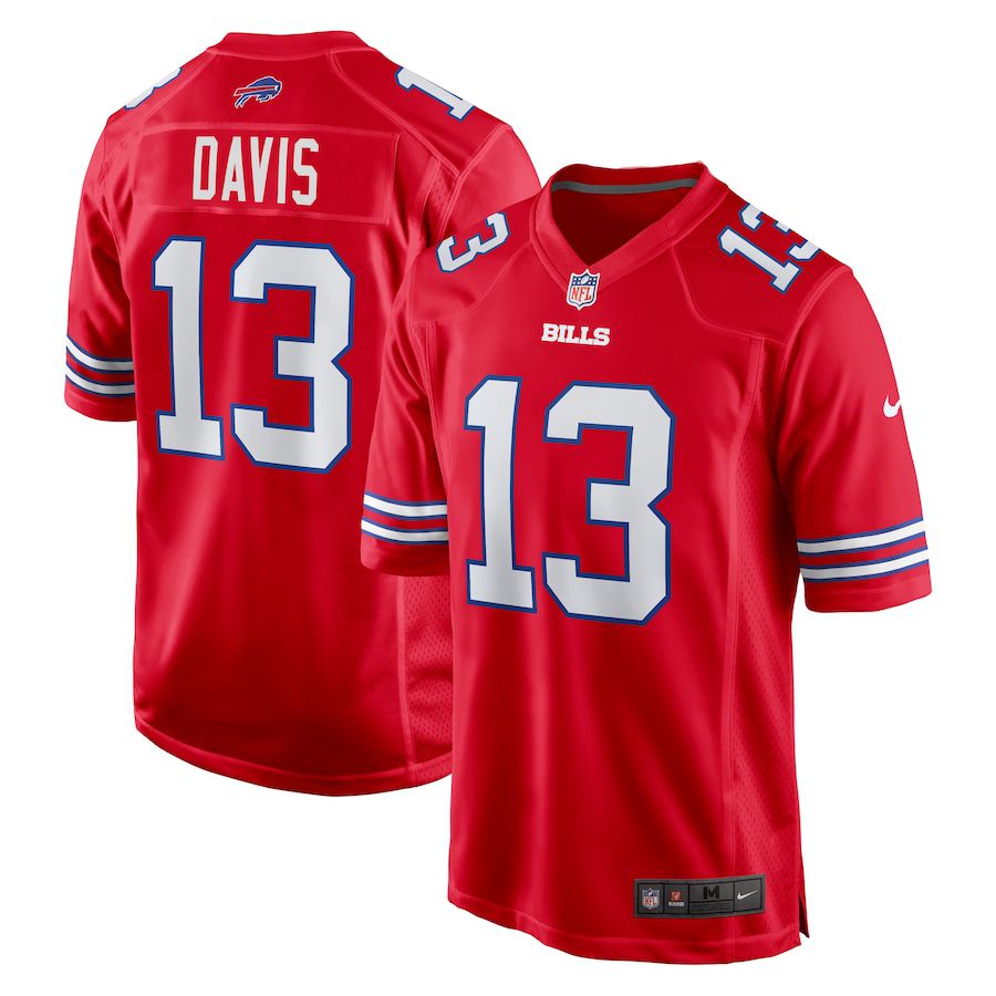 Men Buffalo Bills 13 Gabe Davis Nike Red Alternate Game NFL Jersey